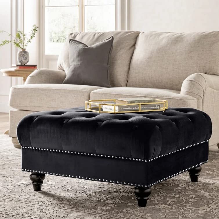 Lucifer Square Shape Fabric Ottoman Pouffe Puffy - Torque India